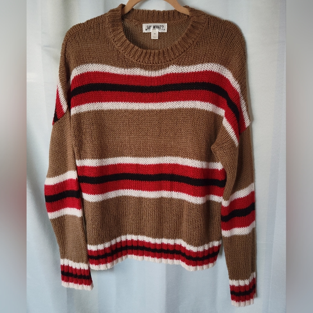 Brown Stripe Woven Sweater (Size M)